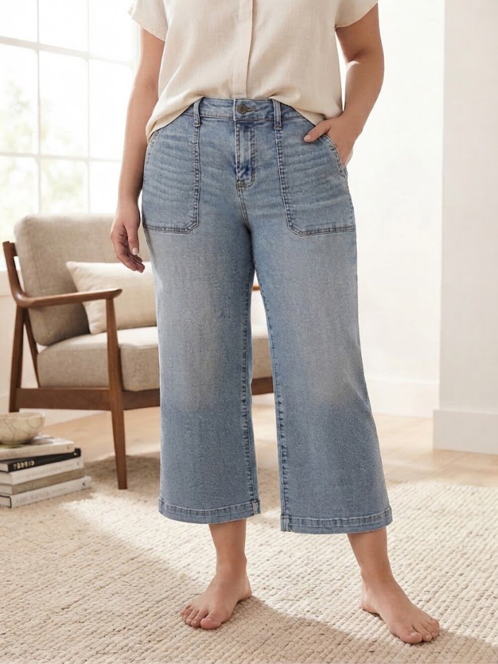 TORRID Light Blue Crop High-Rise Wide Leg Jeans